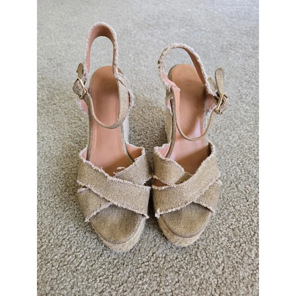 Castaner Bromelia Frrayed Canvas Wedge Espadrille Platform Sandals Size 9